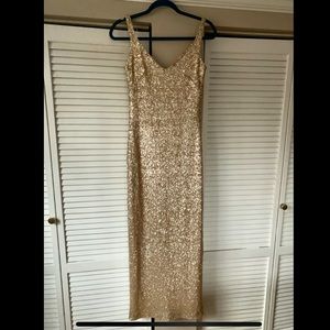 Bridesmaids Dress ✨ Floor Length Gold Sequin #8635